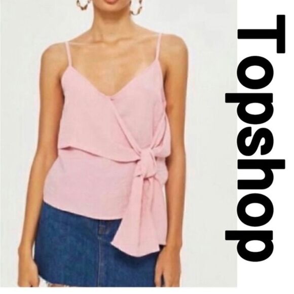 TopShop Barbie Pink Wrap Top Size 4 NWT - Picture 1 of 5
